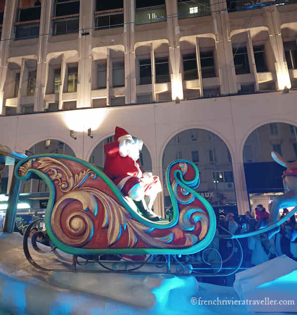 Santa float in Nice's Christmas Parade